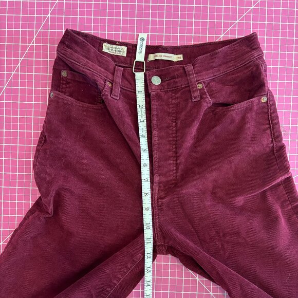 Levis Burgundy Courduroy Ribcage Straight cropped pant - Picture 5 of 7